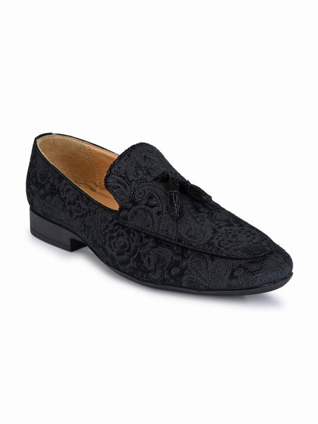 26.5 MENS EMBOSSED LOAFERS BLACK PAISLEY THE KENFORD FINESHOES