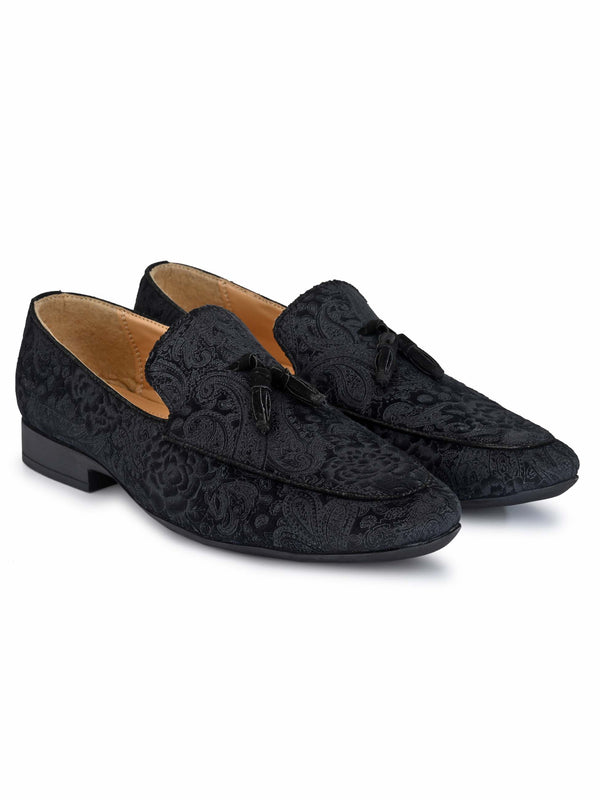 Paisley Print Black Loafers