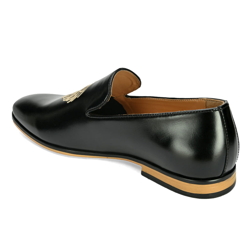Carlos Black Embroidered Loafers