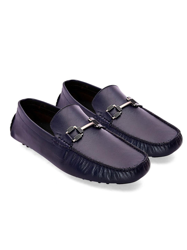 Bingo Blue Loafers With Buckle