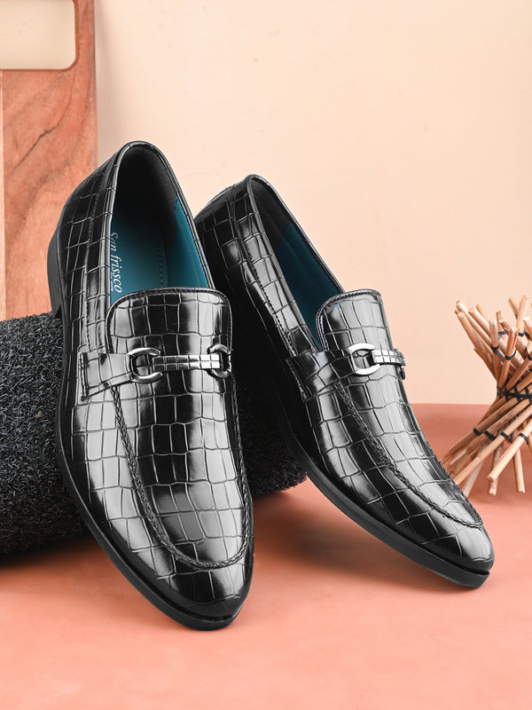 Gianni Black Buckle Slip-Ons