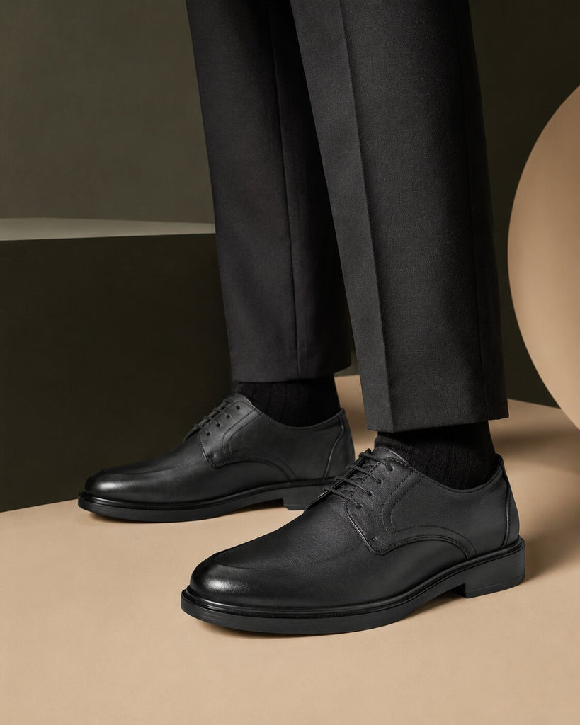 DERBY OF SANFRANSCISCO ブラック　XL San Frissco Men's Black Solid Leather Formal Derby Shoes – Sanfrissco