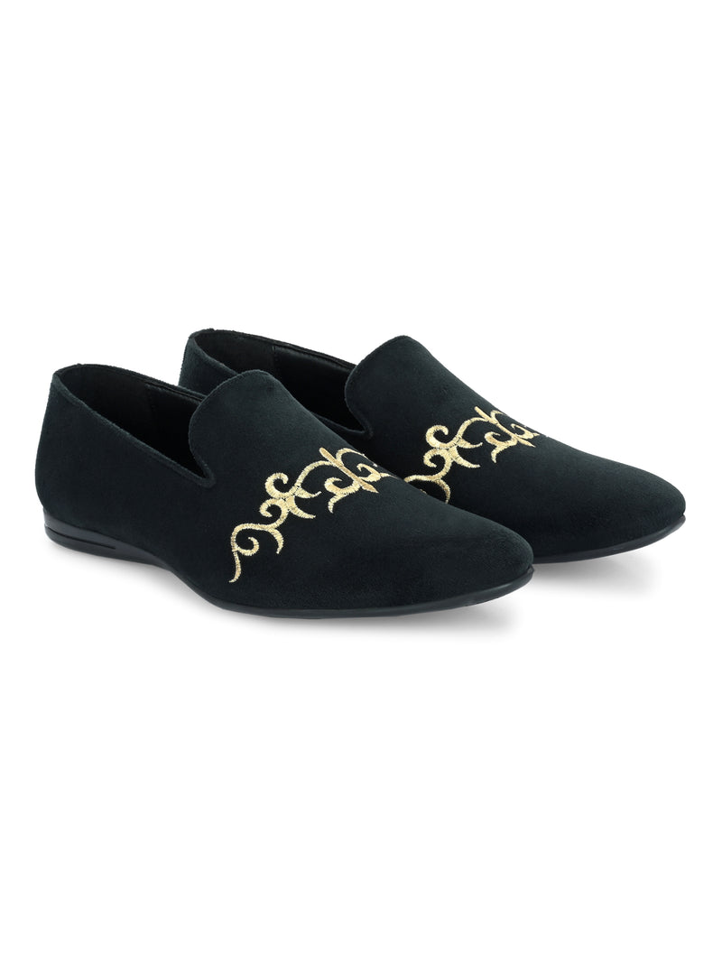 Palladio Black Embroidered Loafers