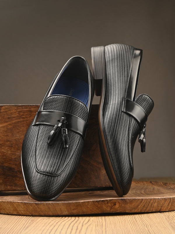 Piper Black Textured Slip-Ons