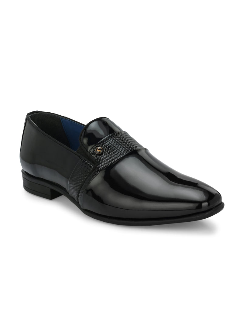 Lunar Black Patent Slip-Ons