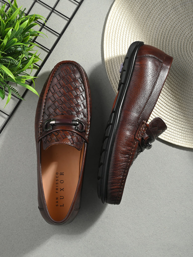 Calvin Klein Magnus Brown Leather Driving Loafers with Metallic Detail Calvin Klein Magnus Brown Leather Driving Loafers with  main image 2