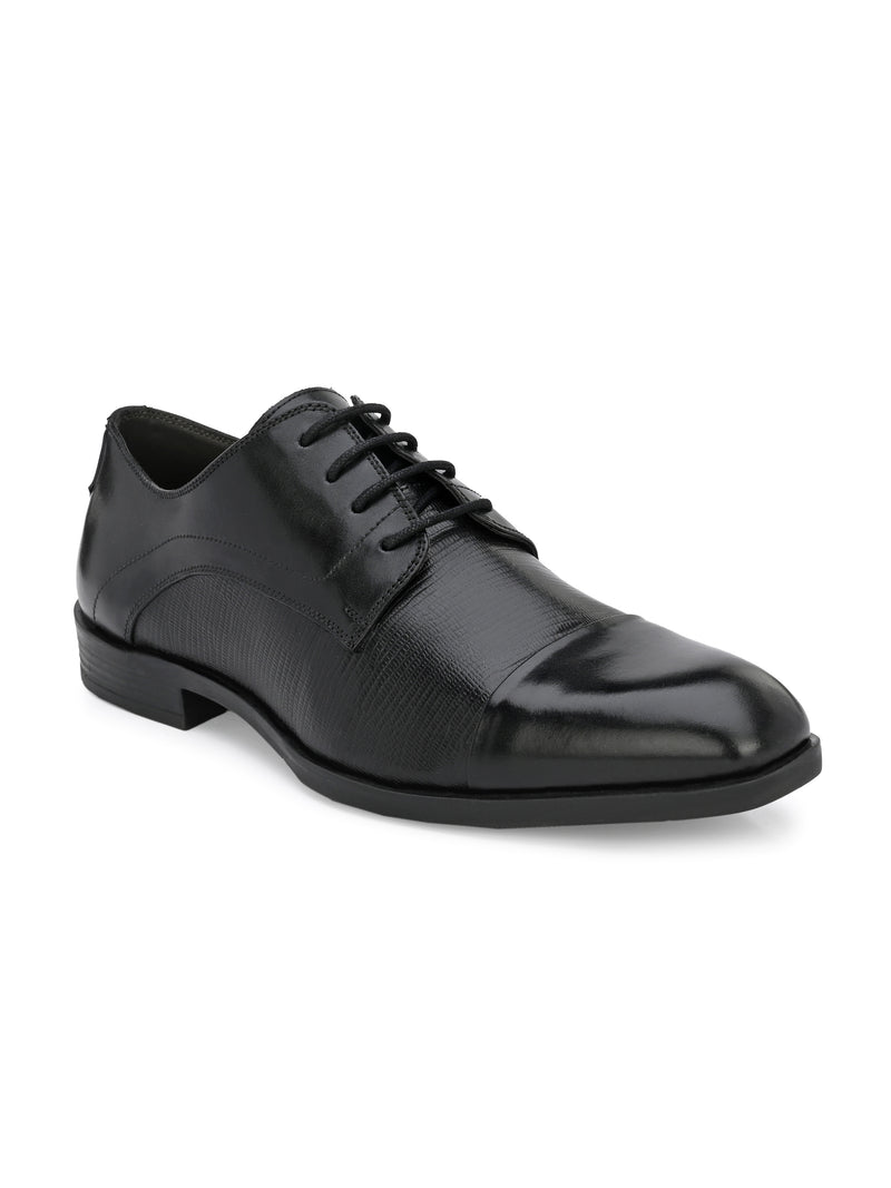 Oxford Faux Leather Formal Shoes Men Black Solid Derby Formal