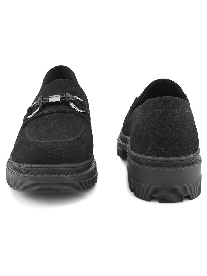 Bisou Women Black Chunky Loafers