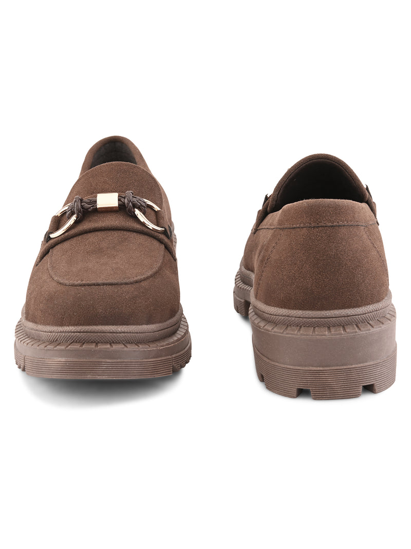 Bisou Women Brown Chunky Loafers - Main Image