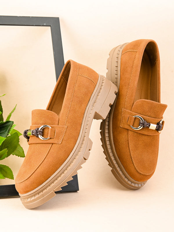Bisou Women Tan Chunky Loafers