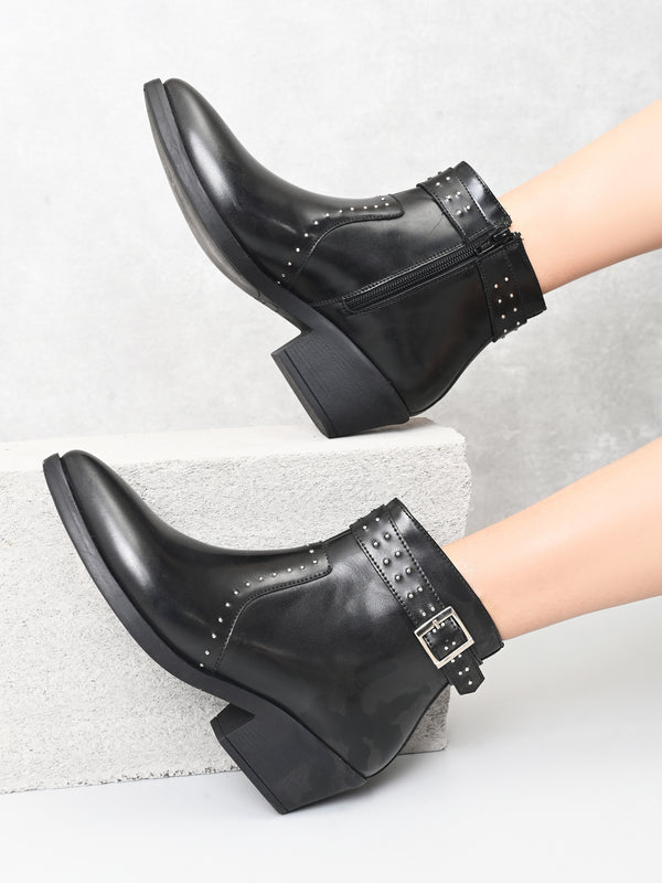Freida Women Black Cuban Boots