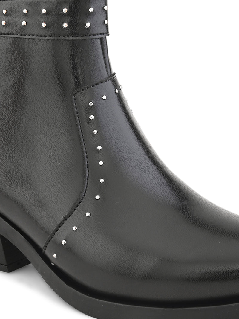 Freida Women Black Cuban Boots