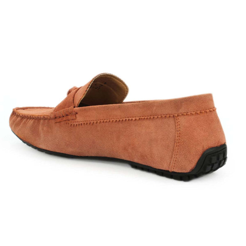 Peach Suede Leather Tassel Loafers