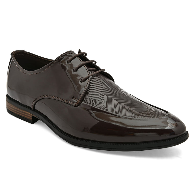 Lure Brown Textured Derby Shoes