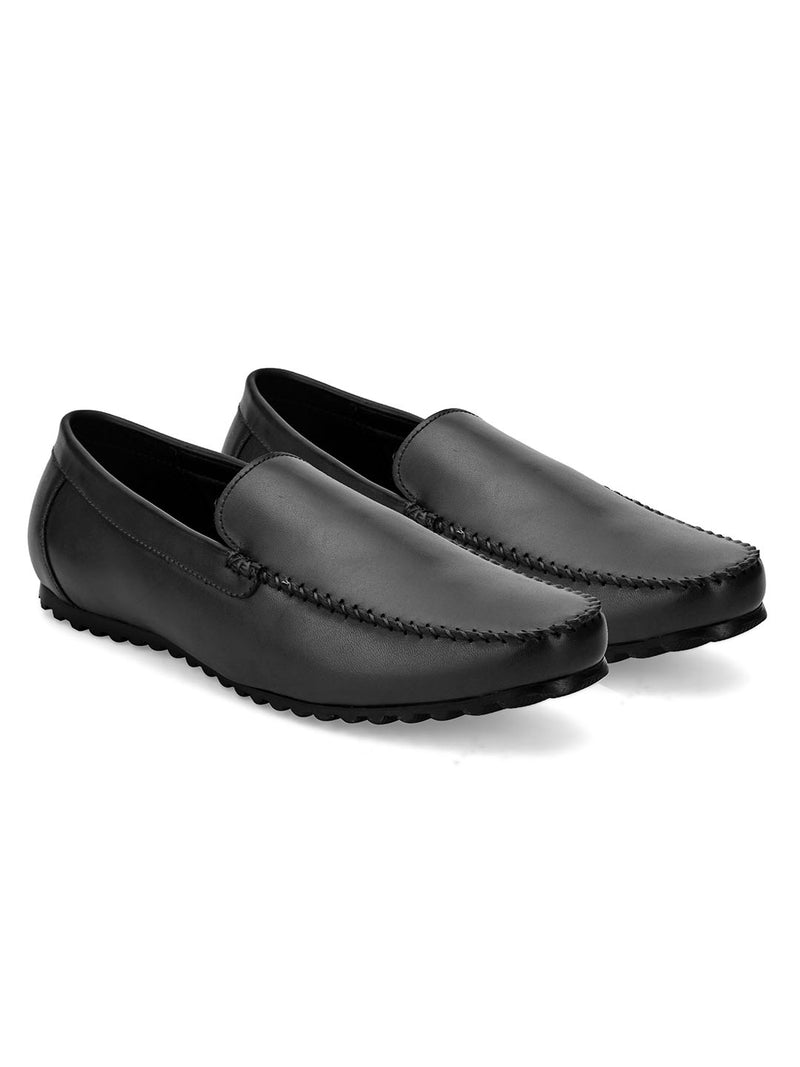Dart Black Solid Loafers