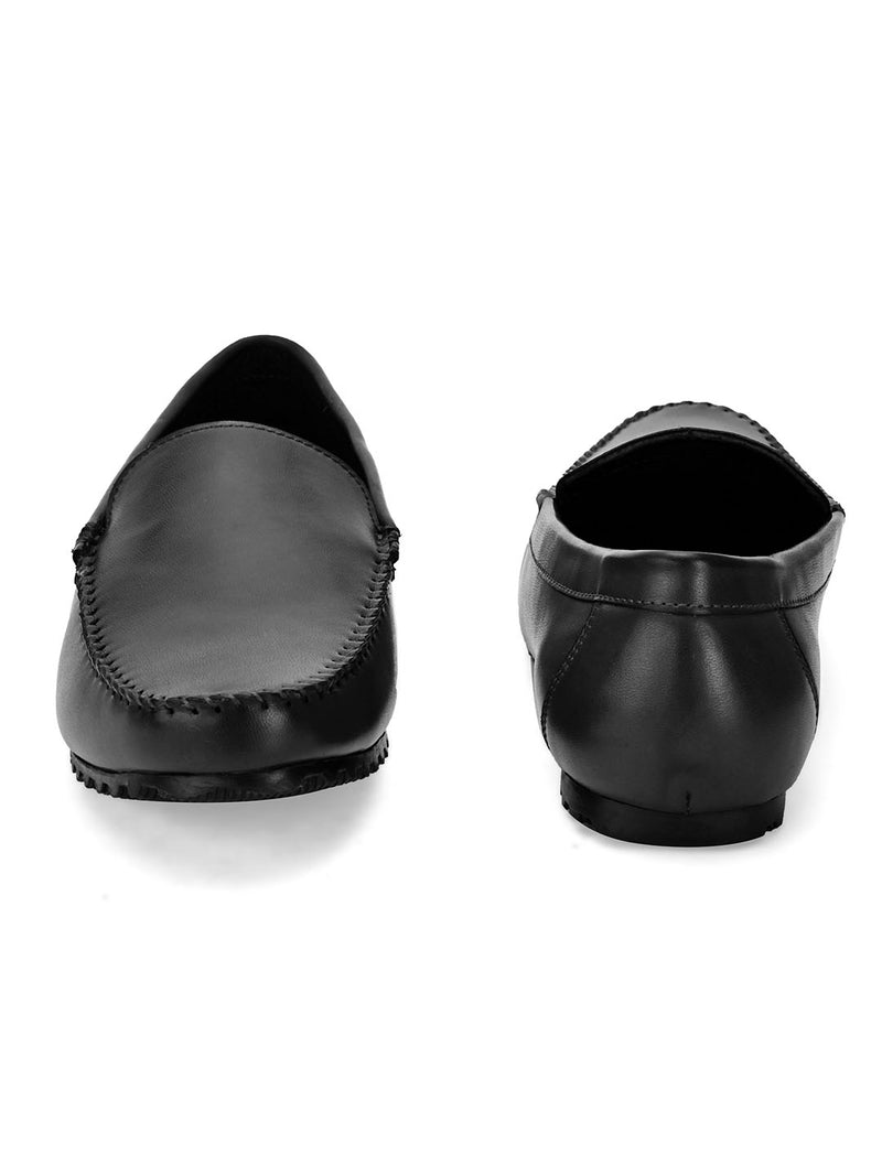 Dart Black Solid Loafers