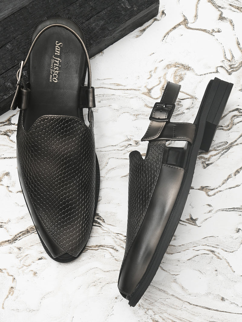 Navab Brown- Silver Sandals