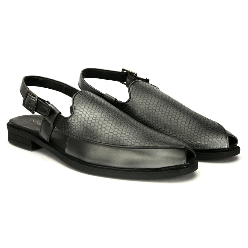 Navab Brown- Silver Sandals