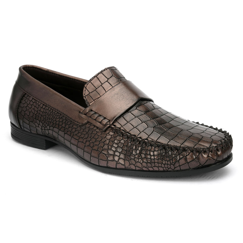 Dulcia Men's Copper Textured Driving Loafers
