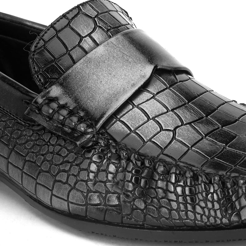 Dulcia Men's Silver Textured Driving Loafers