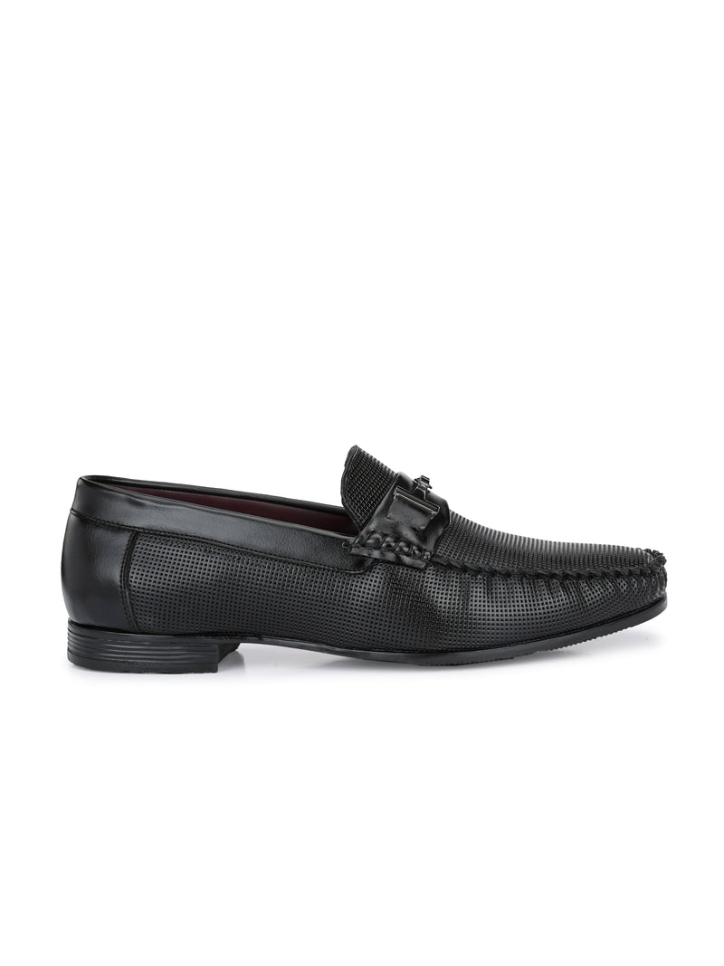 Master Black Textured Slip-Ons