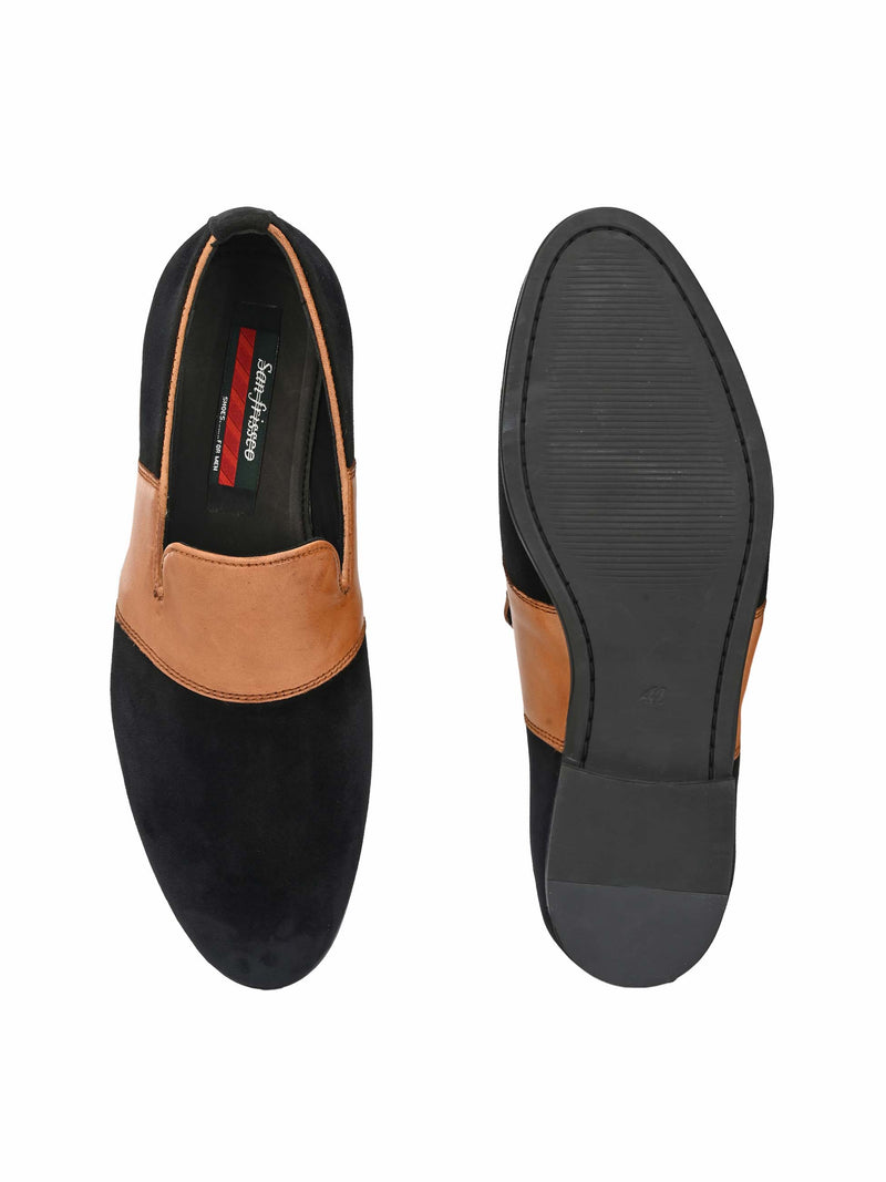 Black Velvet & leather Combo Loafers