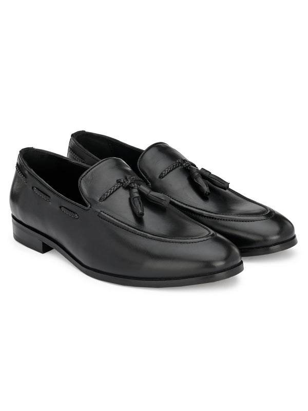 Baizen Black Tassel Loafers