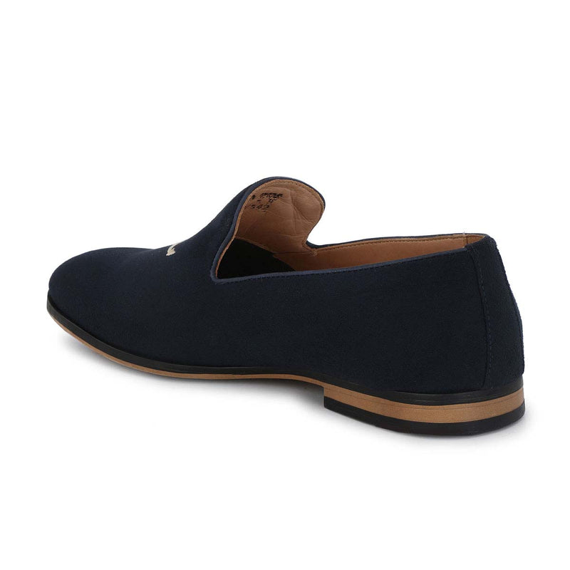 Blue Anchor Embroidered Loafers