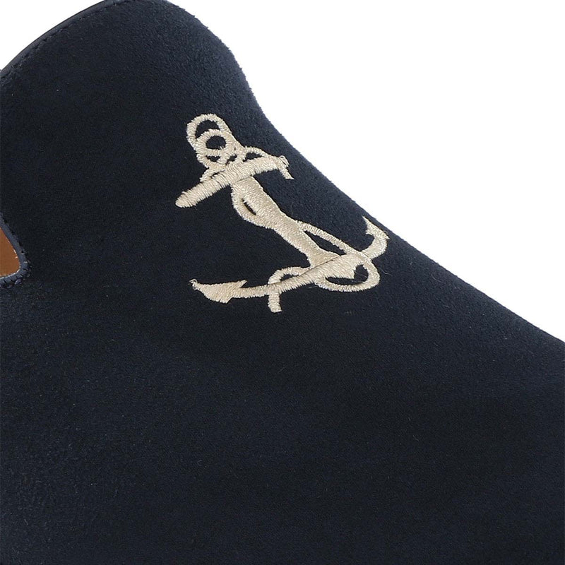 Blue Anchor Embroidered Loafers