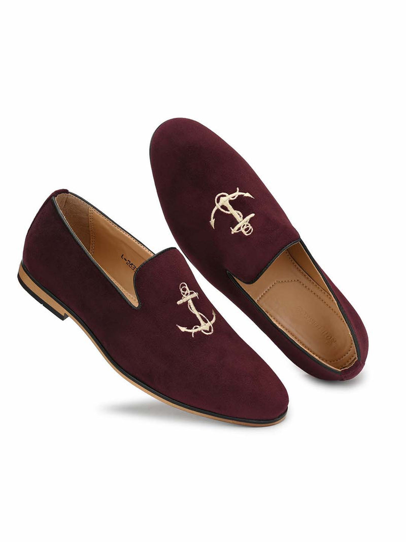 Cherry Anchor Embroidered Loafers