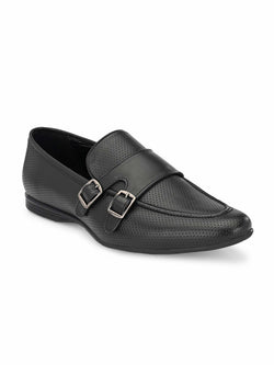 Black Perforated Monk-Straps