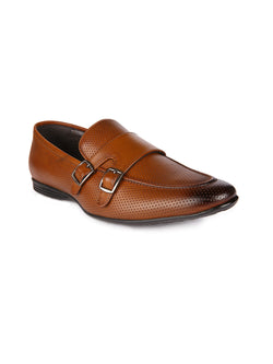 Tan Perforated Monk-Straps