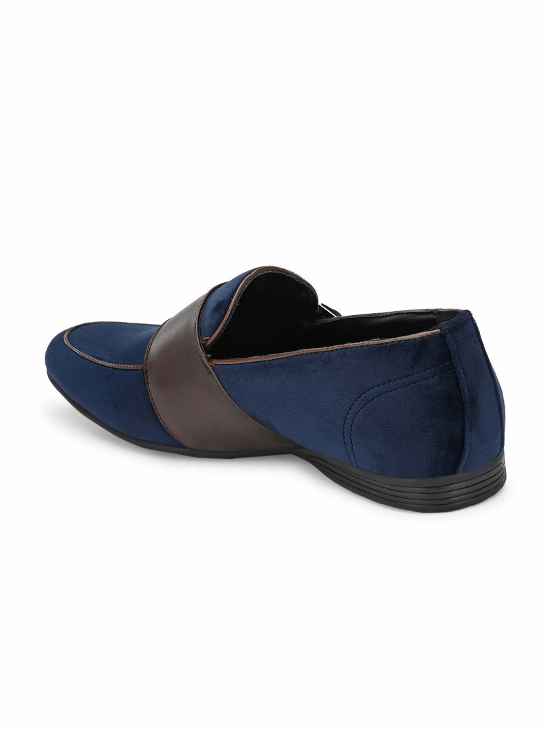 Blue Double Monk Leather Loafers