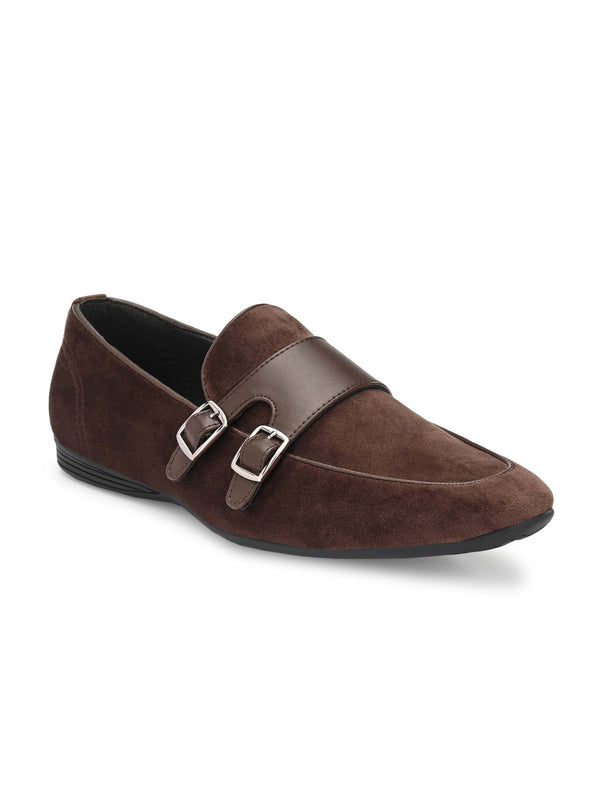 Brown Double Monk Leather Loafers