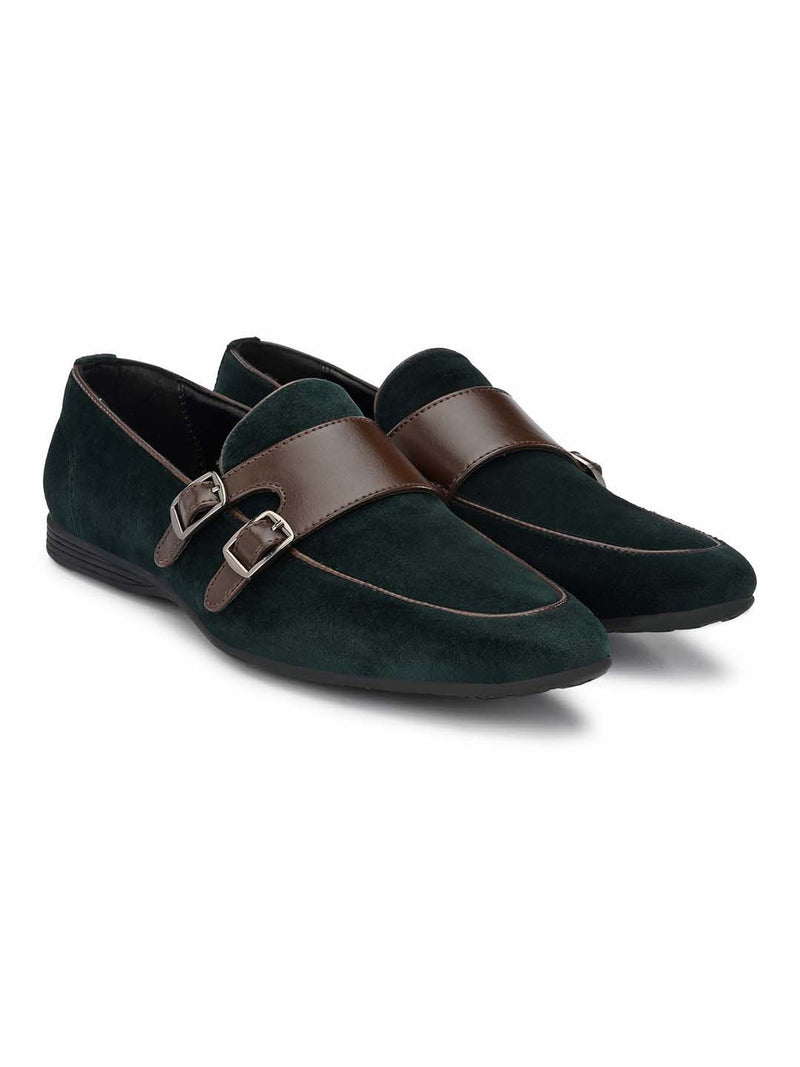 bottle Green velvet Monk-Strap