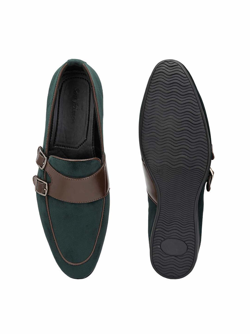 bottle Green velvet Monk-Strap