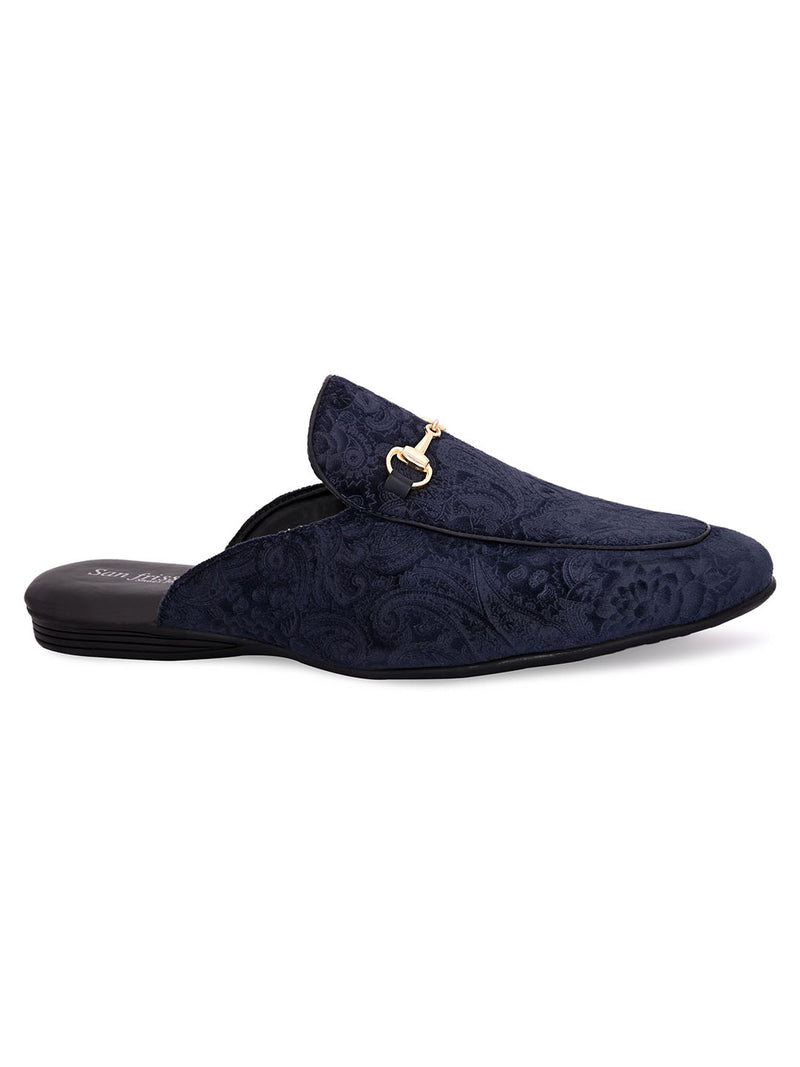 Miller Navy Paisley Textured Mules