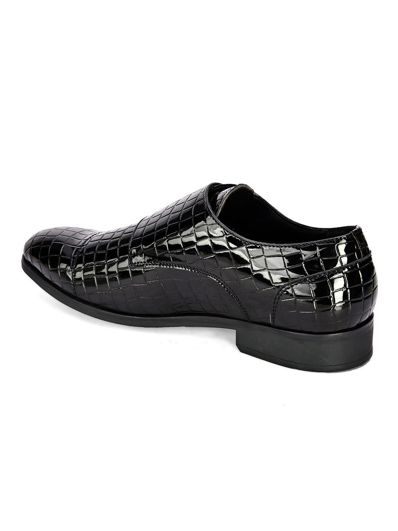 Rivet Black Patent Monk Shoes