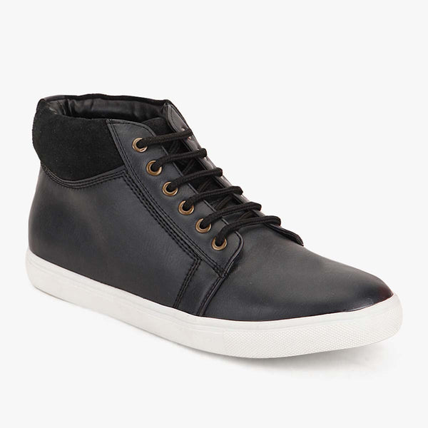 Black High Ankle Lace-up Sneakers
