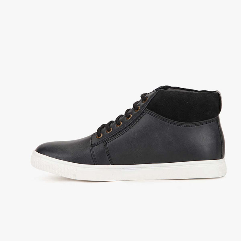 Black High Ankle Lace-up Sneakers