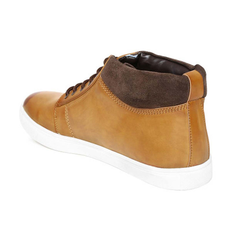 Tan High Ankle Lace-up Sneakers