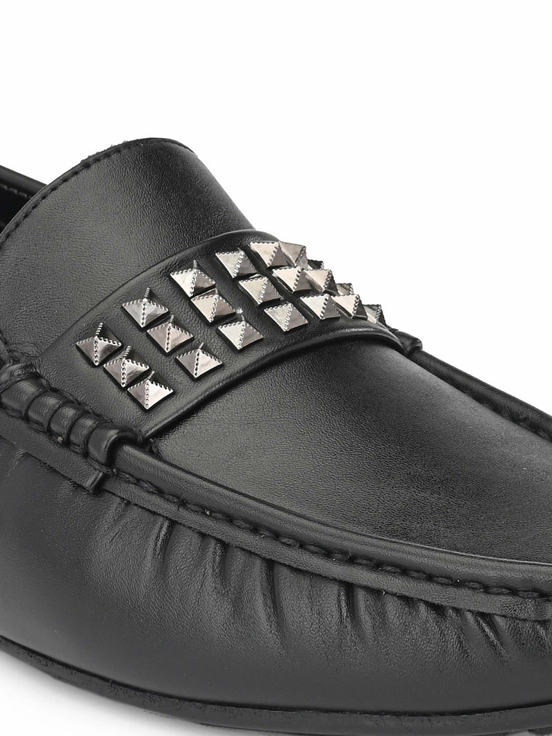 Black Studded Loafers