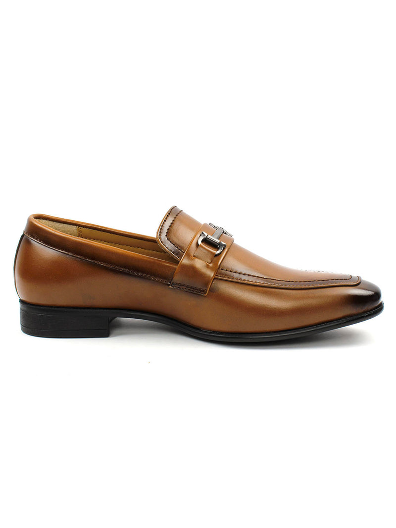 Square Toe Tan Moccasin With Buckle