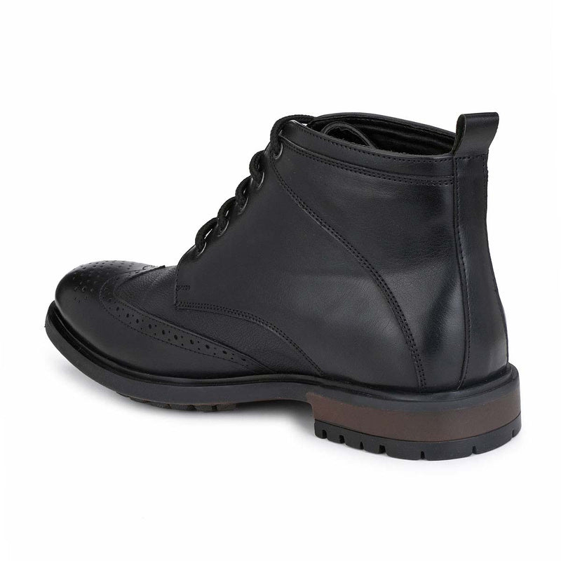 SF Black Brogue Lace Up Boots