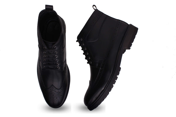 Black Sturdy Lace Up Boots