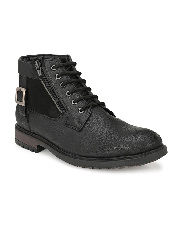Black Zipped Derby Boots