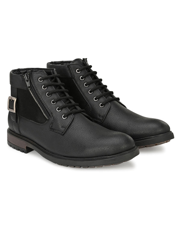 Black Zipped Derby Boots