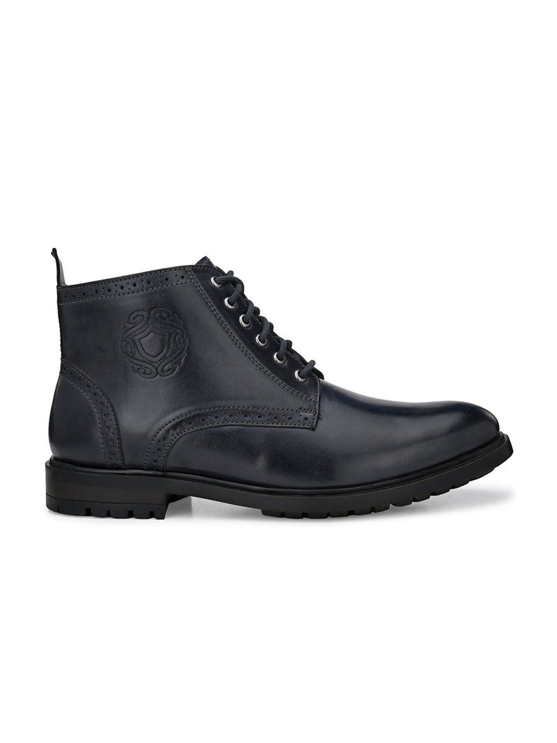 Cavalry Blue Lace-Up Boots