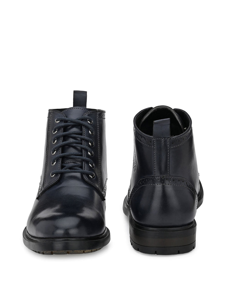 Cavalry Blue Lace-Up Boots