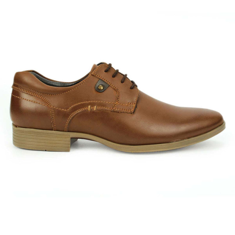 Tan Stitched Derby Casual Shoes